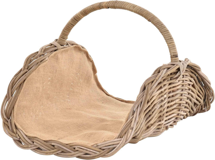 korb.outlet Holzkorb Woody aus Kubu-Rattan Naturrohr (Kubu Grau), Kaminkorb/Kaminholzkorb Natur mit