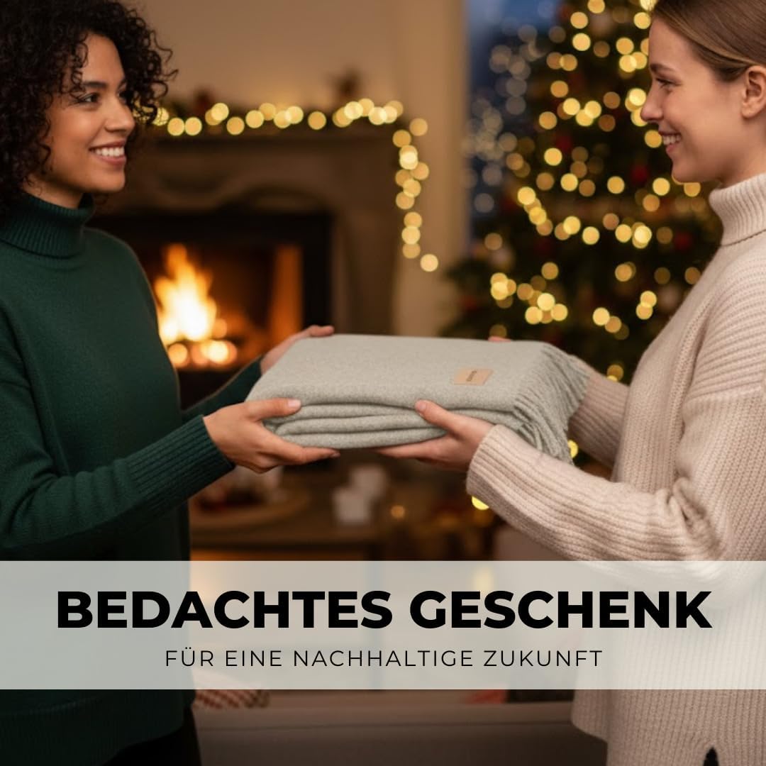 menique Warm Wolldecke Milan 130x165 cm – Beige Dicke Kuscheldecke aus 100% Wolle, Weiche Sofa- & Co