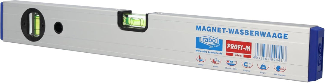 rabo Alu-Magnetwasserwaagen "Set M-1", 4-teilig, justierbar, Längen: 40 + 60 + 80 + 100cm Set magnet