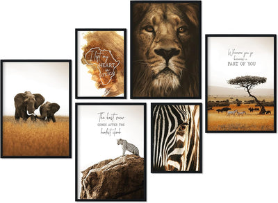 CreativeRobin » Afrika « Premium Poster-Set als Wohnzimmer Deko | 4x A3 + 2x A4 Wandbilder Collage 4