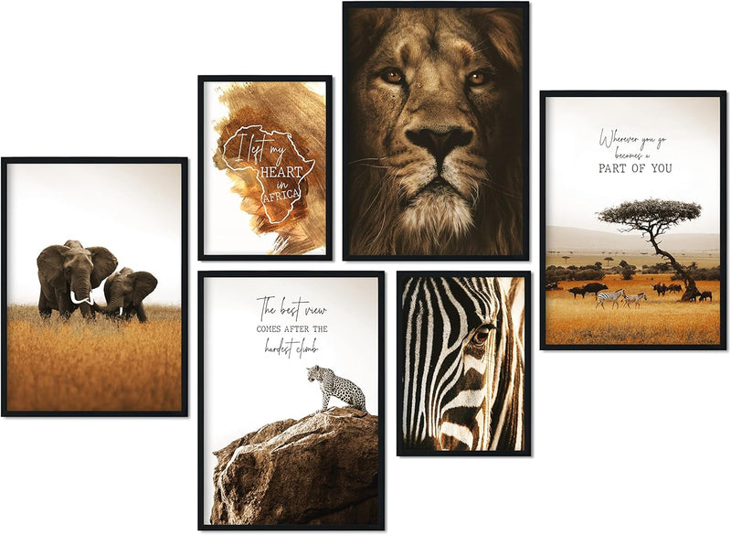 CreativeRobin » Afrika « Premium Poster-Set als Wohnzimmer Deko | 4x A3 + 2x A4 Wandbilder Collage 4