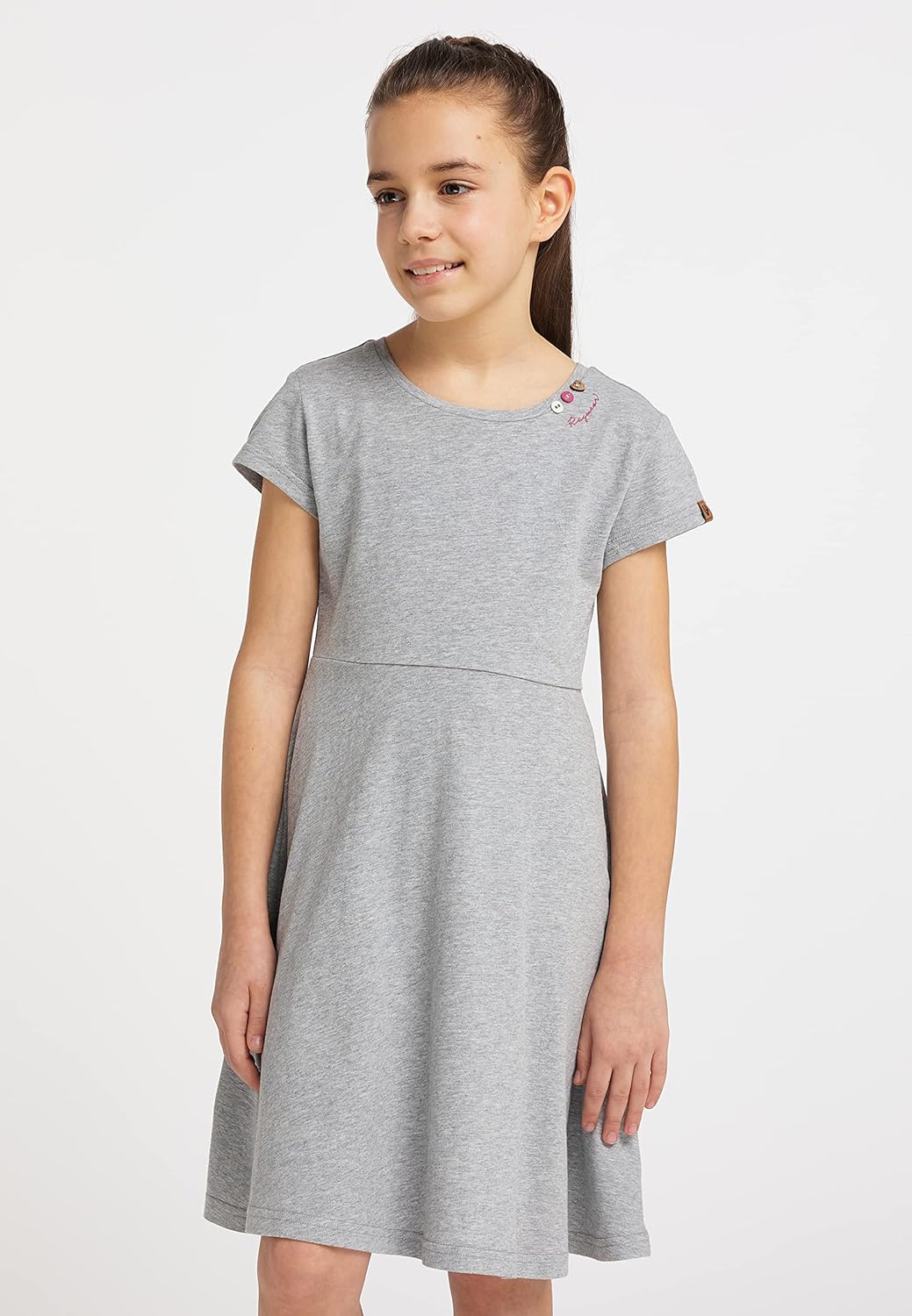 Ragwear Mädchen Kleid GWENDOLINE und GWENDOLINE DOTS Sommerkleid gepunktet und Einfarbig in sommerli