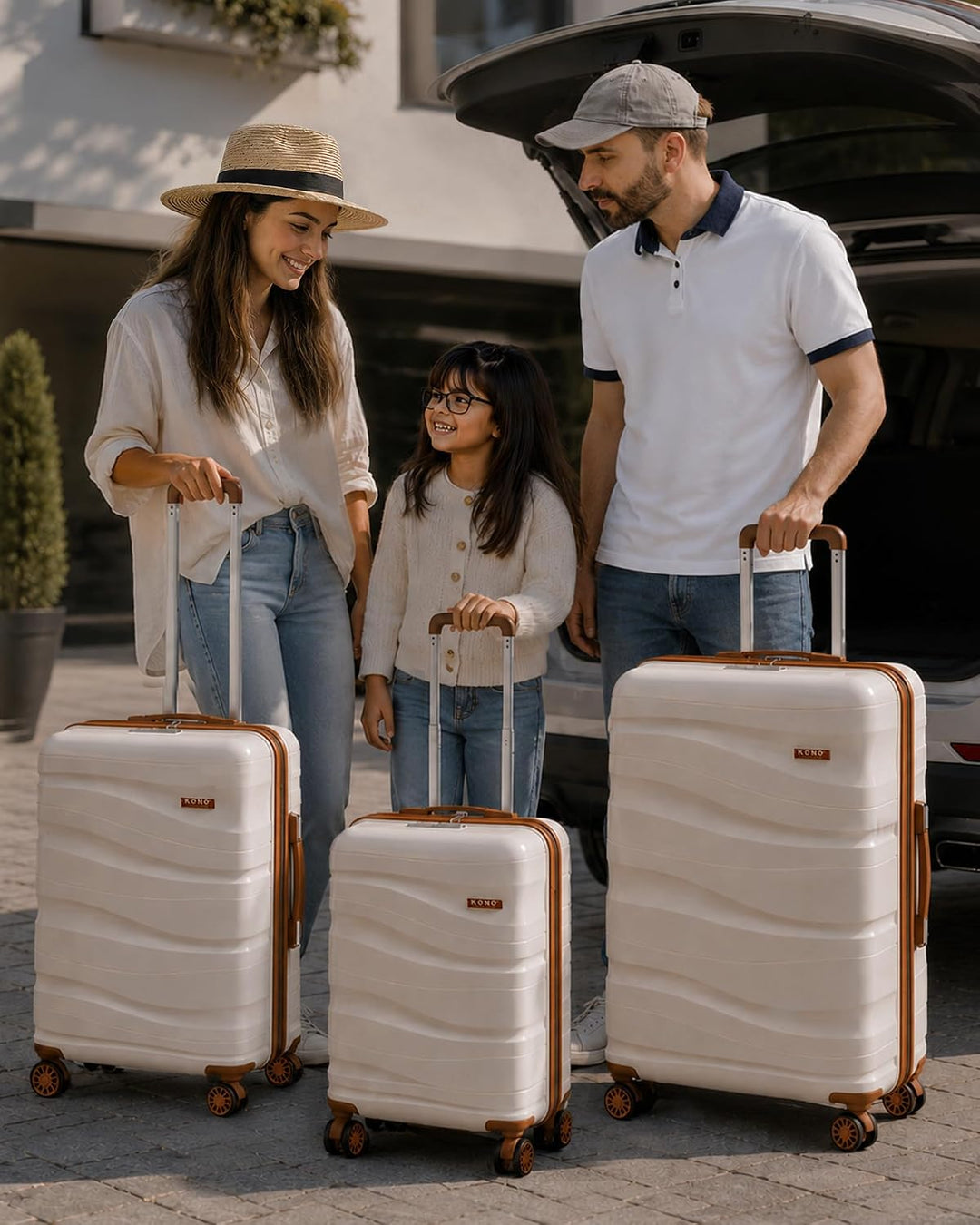 KONO Gross Koffer 75cm Leicht Reisekoffer aus Polypropylen Hartschale Koffer mit 4 Rollen und TSA Sc
