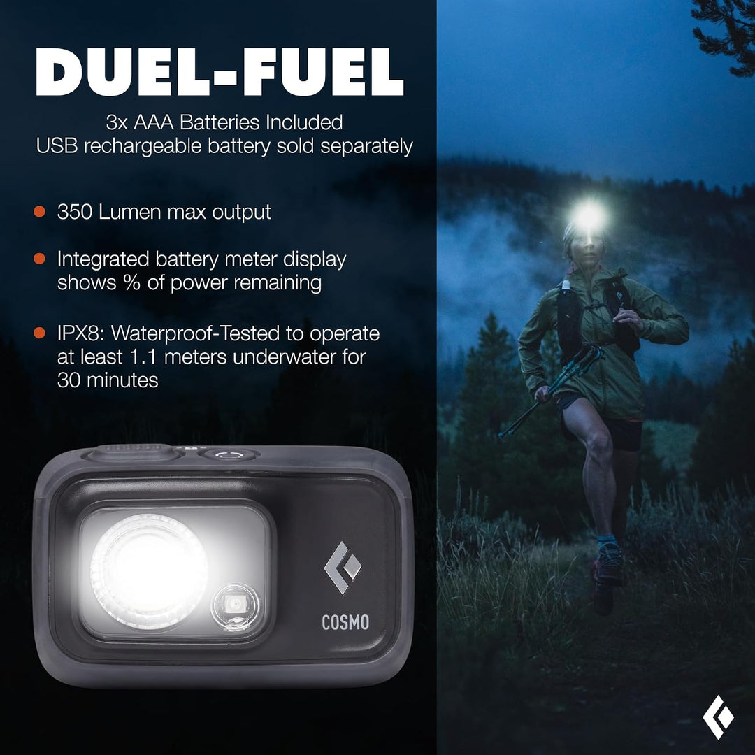 Black Diamond COSMO 350 Stirnlampe – Leistungsstarke LED-Stirnlampe mit Rotlicht für Outdoor & Sport