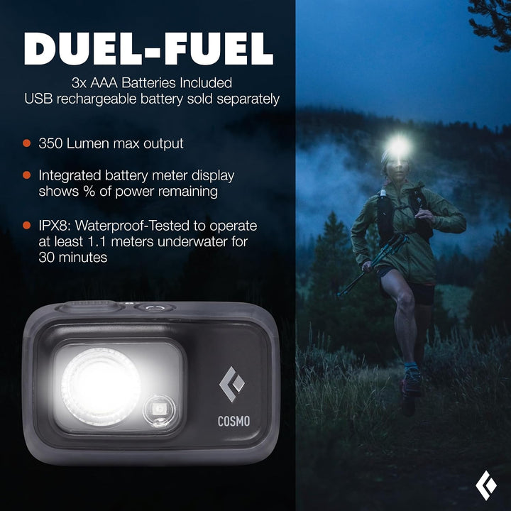 Black Diamond COSMO 350 Stirnlampe – Leistungsstarke LED-Stirnlampe mit Rotlicht für Outdoor & Sport