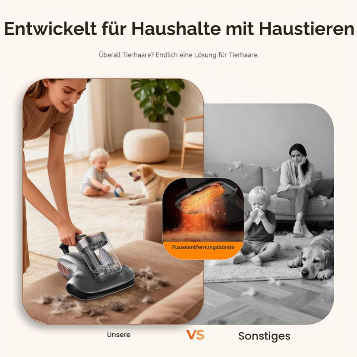JIGOO S100 Kabelloser Matratzenstaubsauger: Tiefenreinigender Milbenstaubsauger mit UV-Licht gegen A