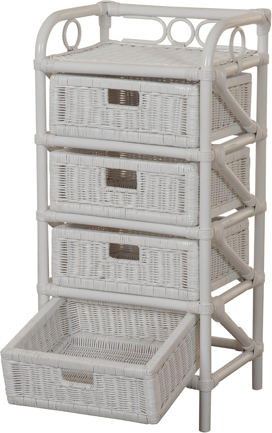 korb.outlet Rattan-Kommode mit Schubladen Badregal Korb Regal Schubfächer aus echtem Rattan 46 cm br