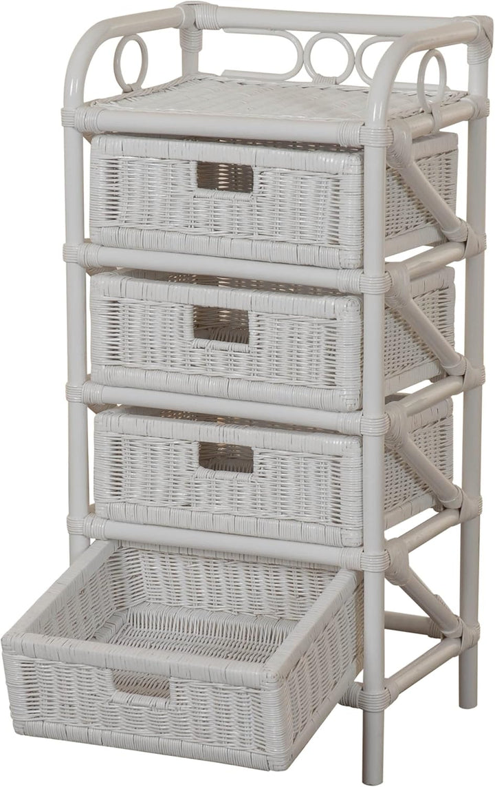 korb.outlet Rattan-Kommode mit Schubladen Badregal Korb Regal Schubfächer aus echtem Rattan 46 cm br
