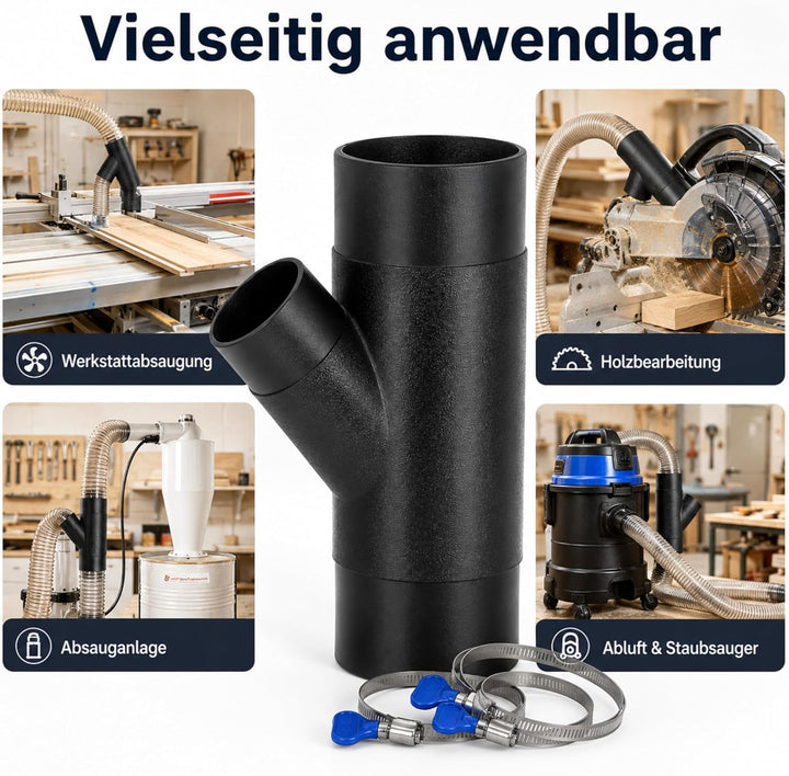 Y Stück 100mm, Absaugung Werkstatt, Y stück 100mm Abluft Adapter inkl. 3 Schlauchklemmen, Absaugung