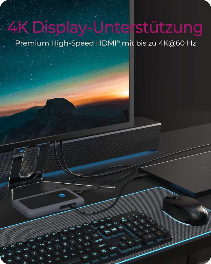 ICY BOX USB-C Docking Station & M.2 NVMe Gehäuse, USB 3.1 Gen 2 (10 Gbit/s), 1x HDMI (4K/60HZ), 5-fa