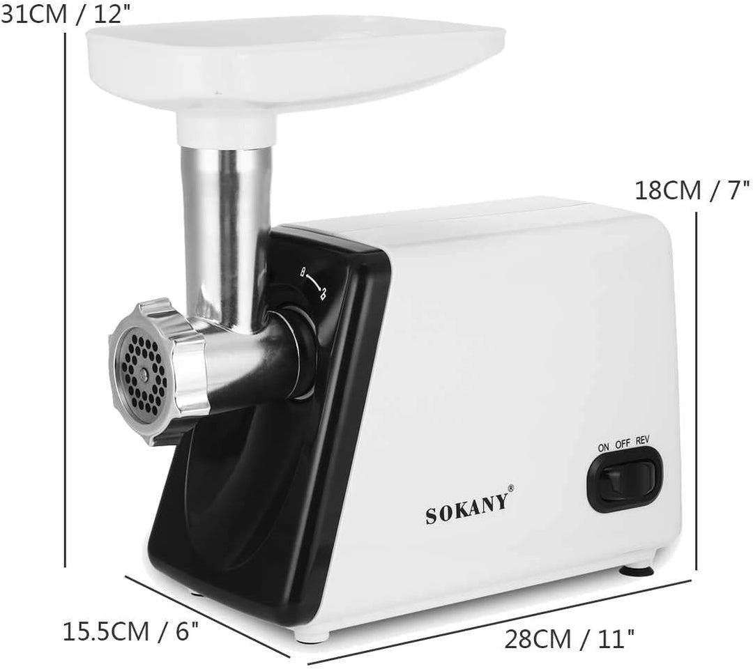 SOKANY SK-312 Fleischwolf Elektrisch Fleischmaschine 2500W, 3-IN-1 Multi Küchenmaschine Wurstfüller