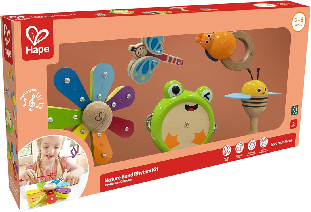 Hape Nature Band Rhythm Kit, Musikinstrument-Set für Kinder, ab 24 Monaten