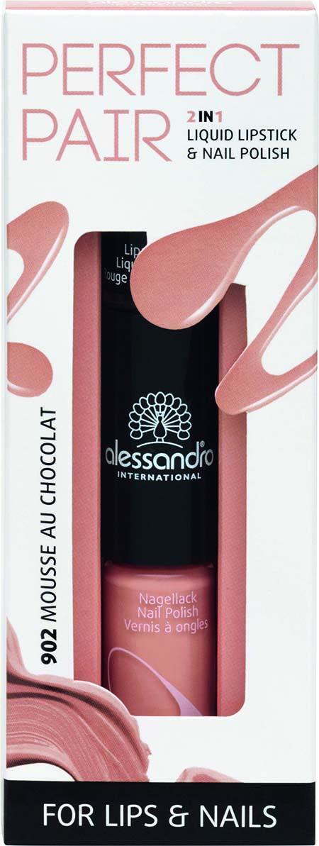 alessandro Perfect Pair 2in1 Lippenstift & Nagellack Mousse au Chocolat, 10 ml