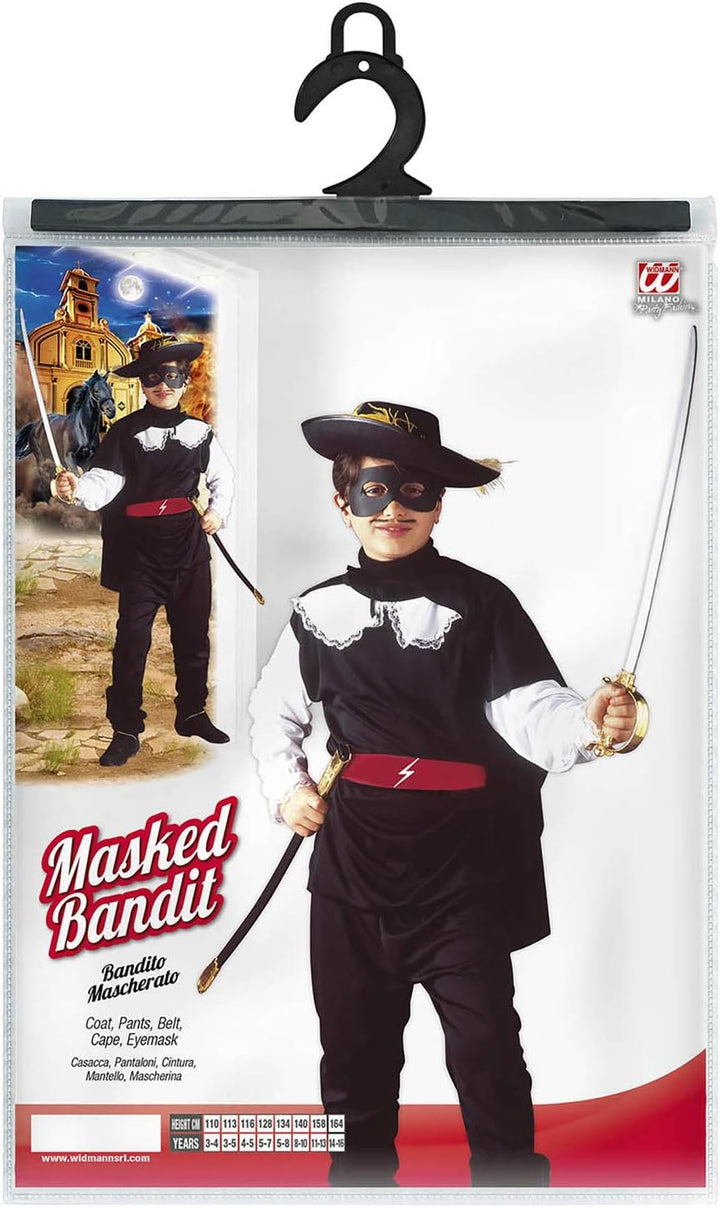 "MASKED BANDIT HERO" (coat, pants, belt, cape, eyemask) - (140 cm / 8-10 Years), 140