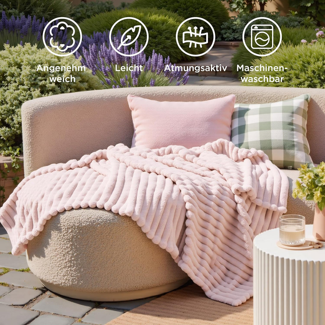 BEDSURE Kuscheldecke für Zimmer Deko - Wolldecke & Fleecedecke, Sofadecke, Weiche Warme Grobe Kordde