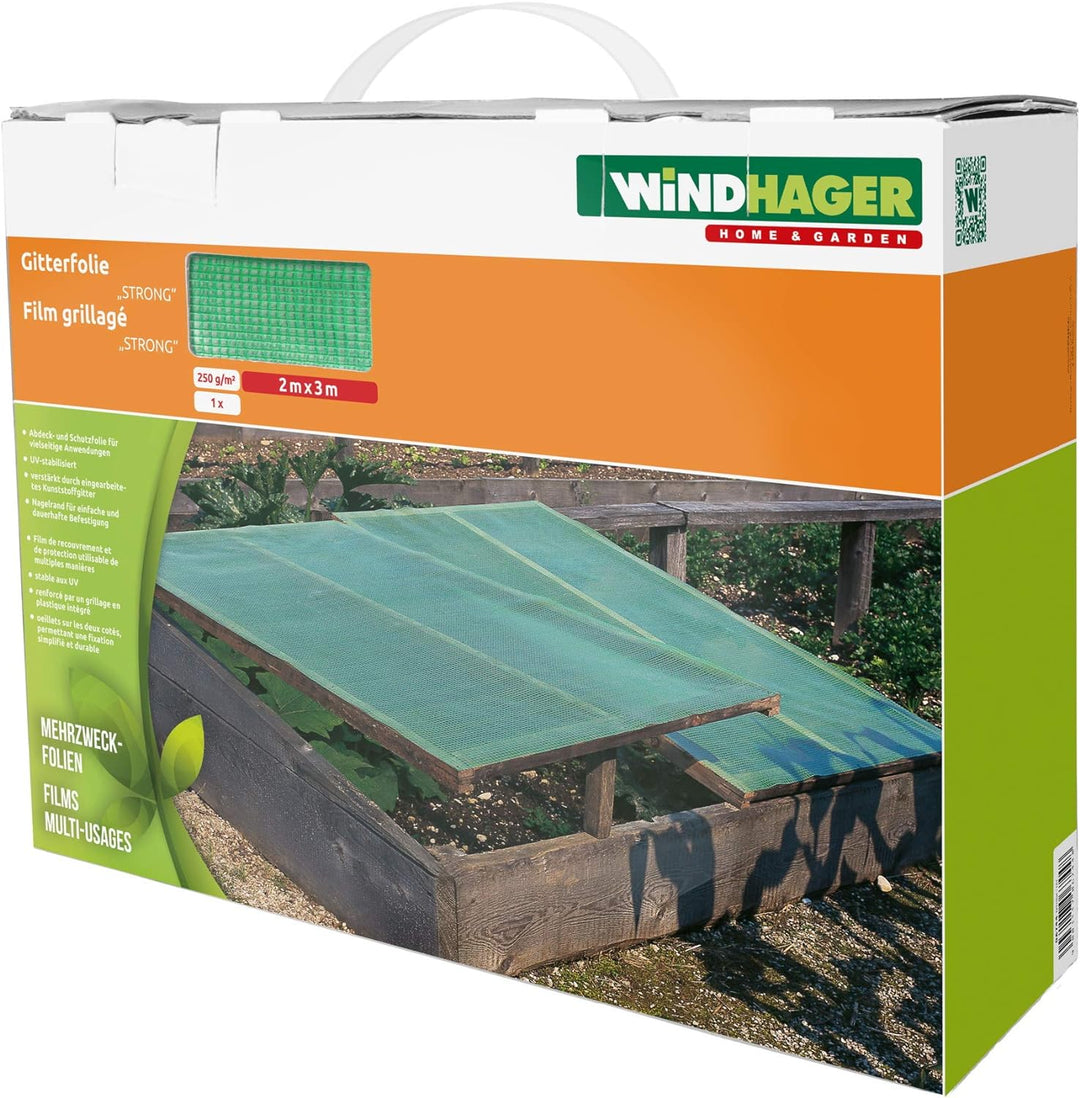 Windhager Gitterfolie STRONG Gewächshausfolie Abdeckung Gartenmöbel, Grün, 250 g/m², 2 x 3m, 06744 2