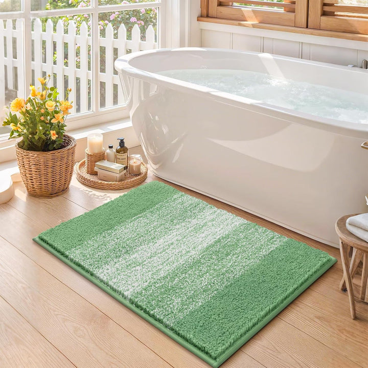 Enyhom Badematte rutschfest 60 x 90 cm, Weicher Dicker Grün Badezimmerteppich Waschbar Badteppich, S