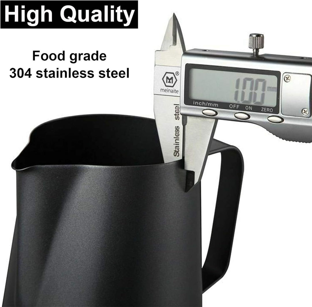 900ML Edelstahl Milchkännchen Kit Milchaufschäumer Kännchen mit Messung Mark und Latte Art Stift Sch