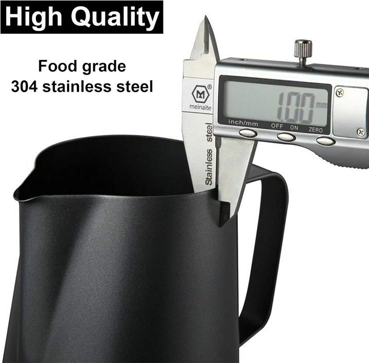 900ML Edelstahl Milchkännchen Kit Milchaufschäumer Kännchen mit Messung Mark und Latte Art Stift Sch