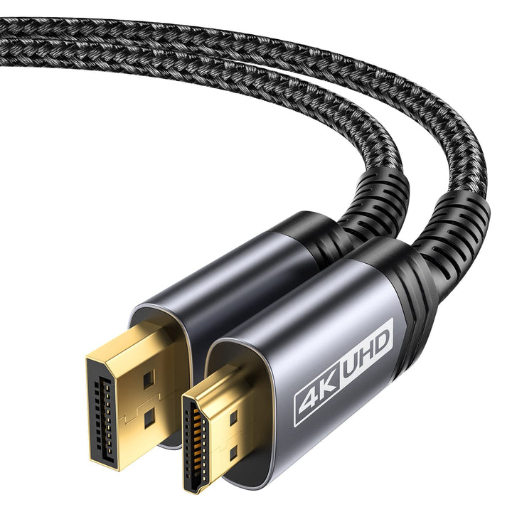 JSAUX 4K DisplayPort to HDMI Cable 3M, 4K@30Hz/2K@60/1080P@120 Unidirectional [Gold-Plated, Braided,
