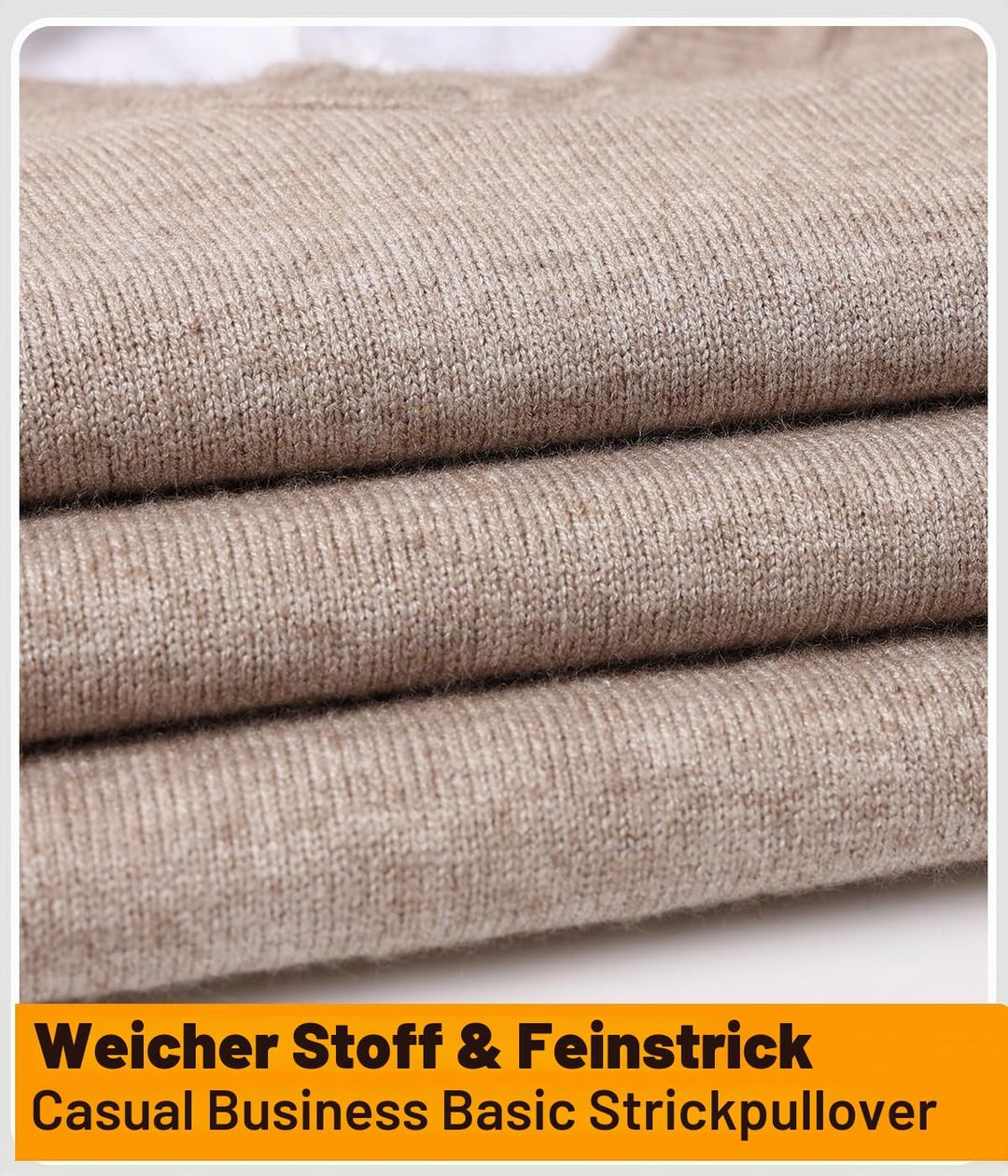Harbrosrce Herren Strick Pullover V Ausschnitt Strickpullover Feinstrick Mock Hemdkragen Strickwaren