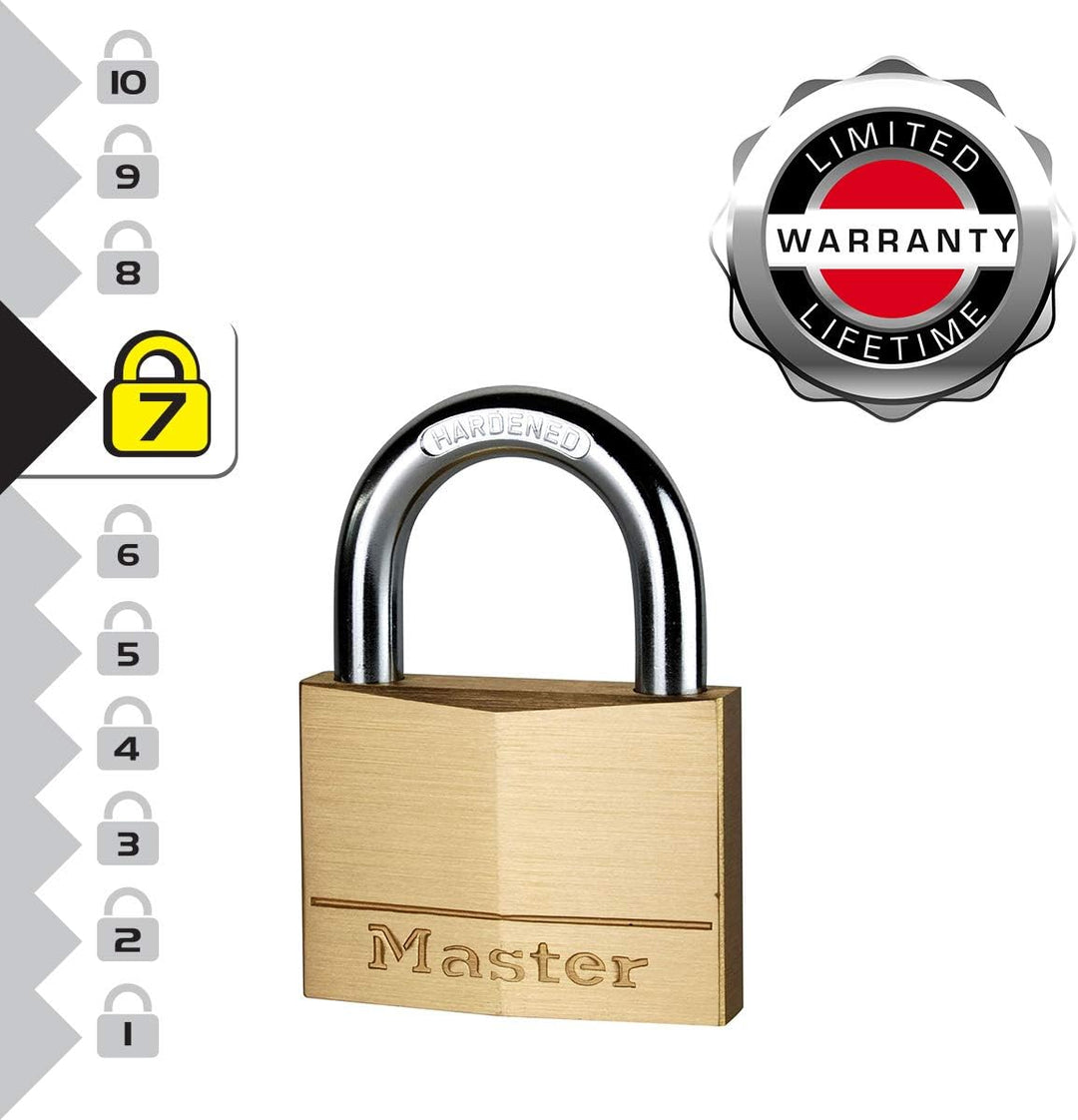 Master Lock 170EURD Schlüssel Vorhängeschloss aus Massivmessing, Gold, 9,8 x 7 x 1,9 cm 7 cm, 7 cm