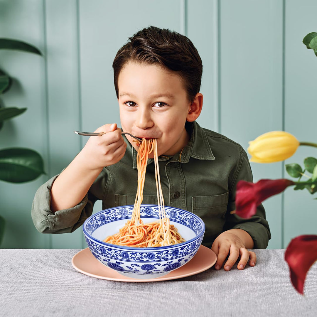 BESTonZON Keramik Suppensch¨¹ssel Nudelschale Asiatische Ramen Sch¨¹ssel Blau 8 Zoll Chinesische Sti