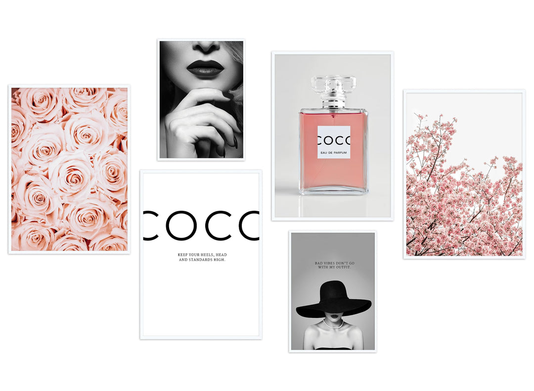CreativeRobin » Rose, Style & Fashion « Wandbilder Poster-set | Wohnzimmer Deko | 4x A3 + 2x A4 Wand