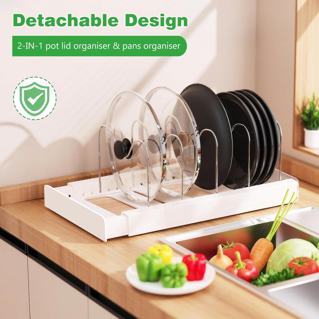 Topfdeckelhalter,Deckelhalter Küche,Erweiterbar Topfdeckel Organizer mit 10 Verstellbaren Fächern,Pf