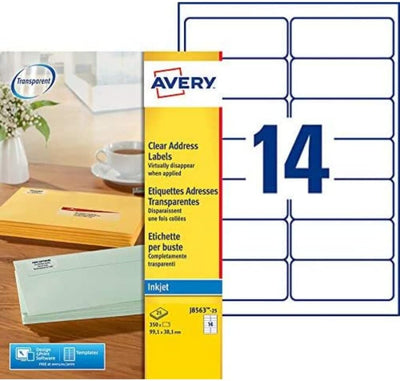 Adressetikett Avery 99.1x38.1mm transparent 25 VEL 14 Etiketten pro Blatt