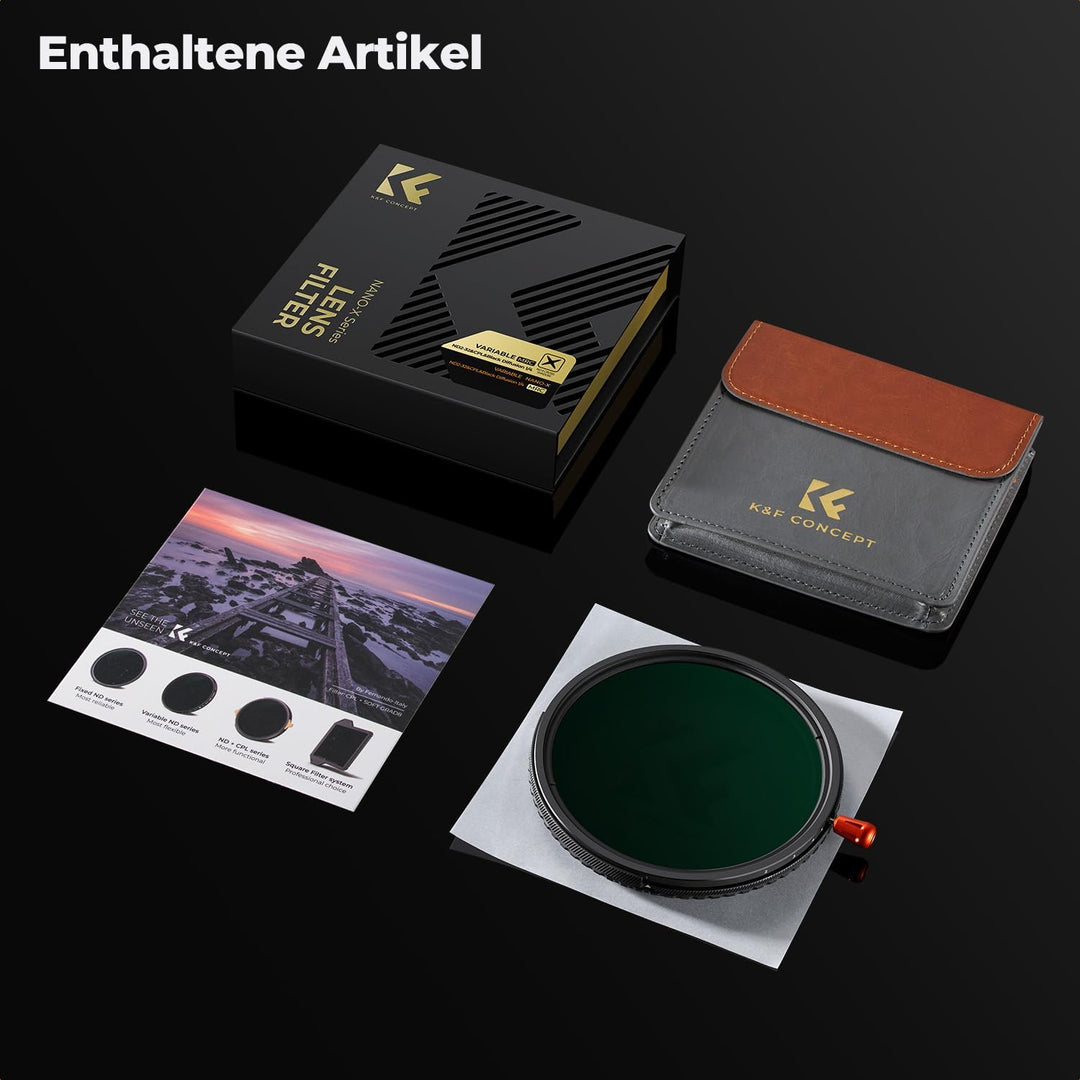 K&amp;F CONCEPT 62mm Variabler ND2-ND32 &amp; Polfilter &amp; Black Mist 1/4 Filter, 62mm