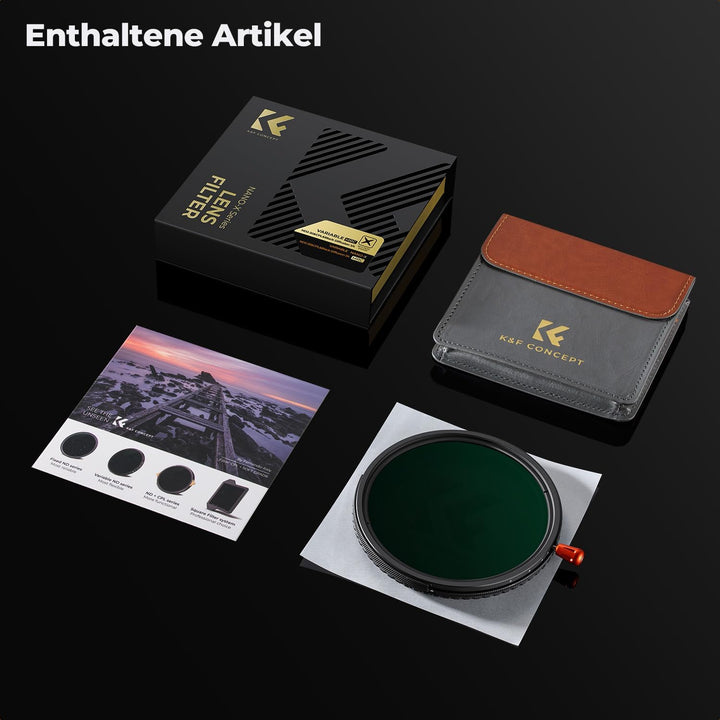 K&amp;F CONCEPT 62mm Variabler ND2-ND32 &amp; Polfilter &amp; Black Mist 1/4 Filter, 62mm
