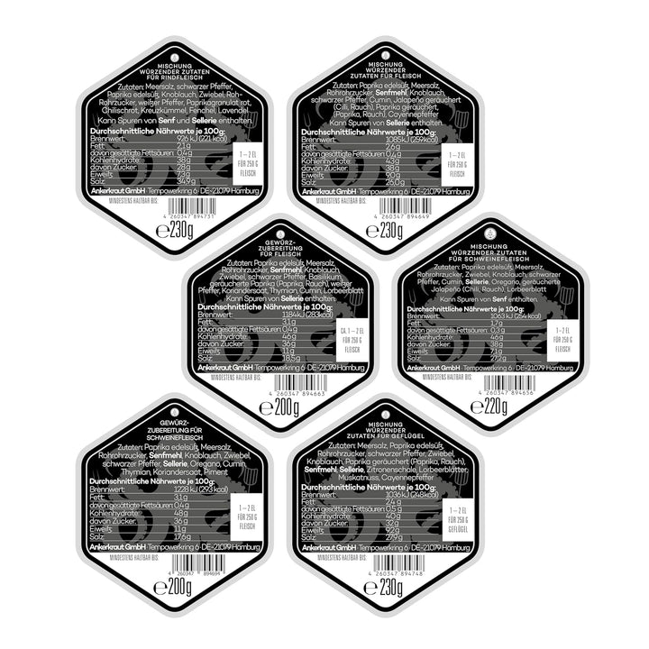 Ankerkraut BBQ Rub Set mit 6 Streuern - das perfekte Set für den Viel-Griller, Grill-Gewürze mit Ges