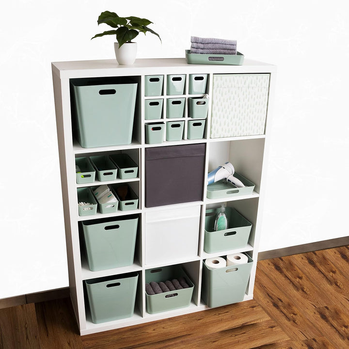 6x Ordnungsboxen - 10 cm hoch - grün - 30x10x10cm - 2 Liter - Ordnungskorb - Schubladenorganizer Sil