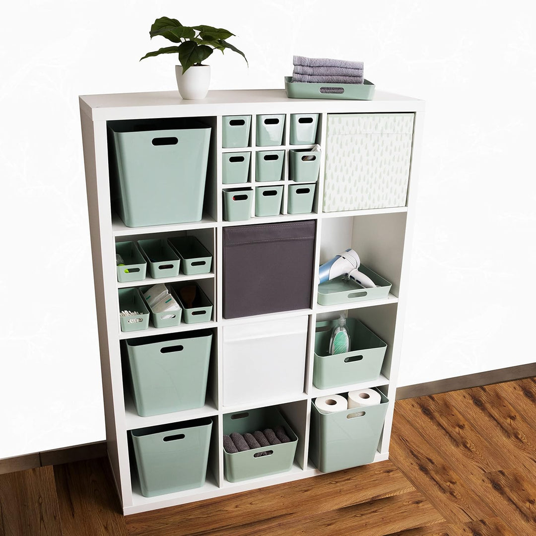 #11 12x Ordnungsboxen - 10 cm hoch - grün - 30x10x10cm - 2 Liter - Ordnungskorb - Schubladenorganize