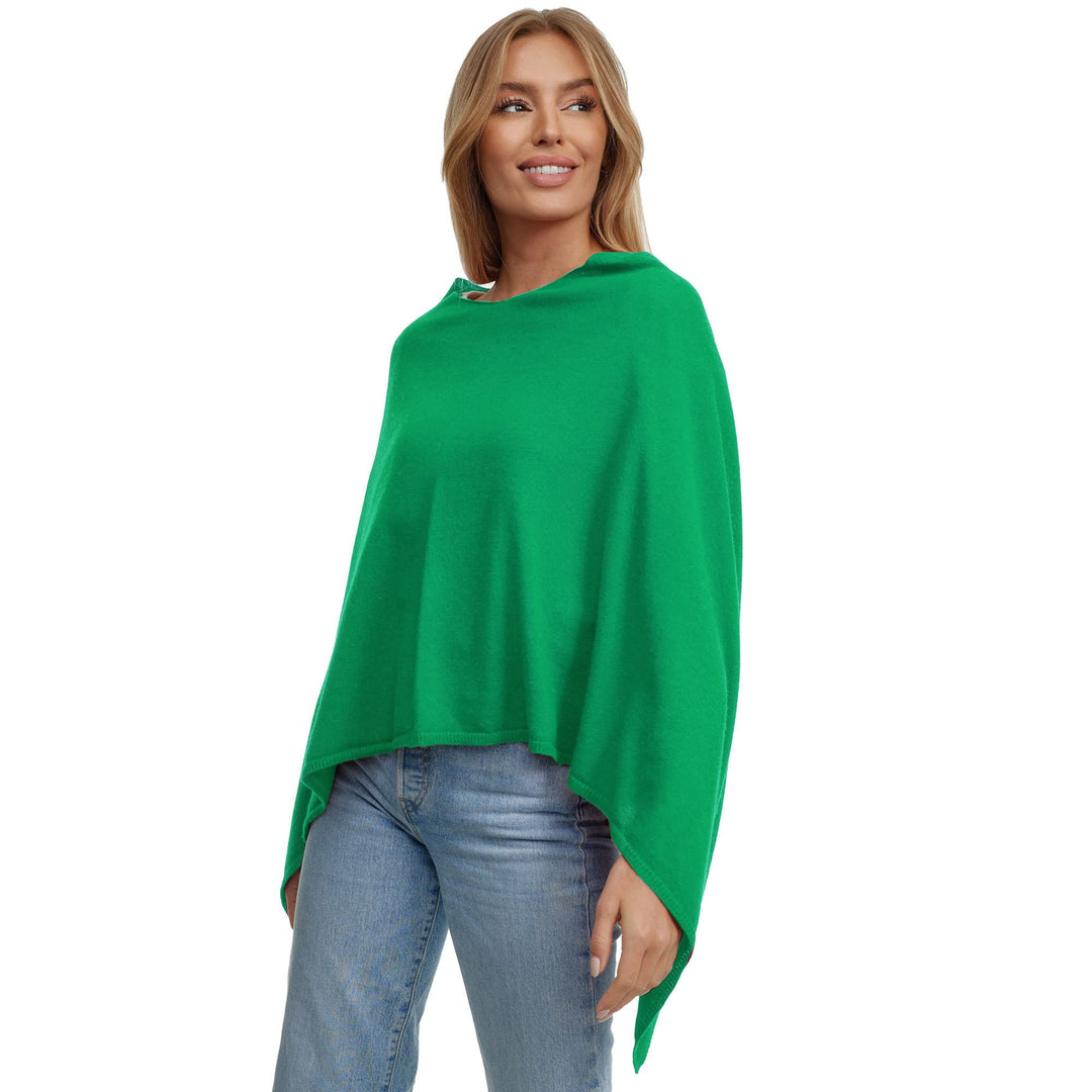 Glamexx24 Damen Strick Poncho Unifarbe Cape Feinstrick XXL Pullover Made in Italy L Hell Grün, L Hel