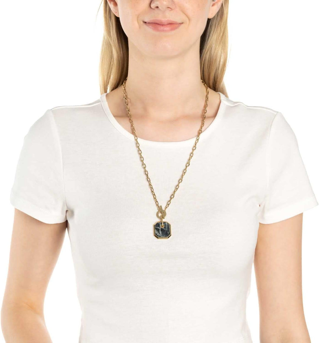 JEWELS BY LEONARDO Lira Halskette aus Edelstahl 1 Stück, goldfarbene Glieder-Kette mit Knebelverschl