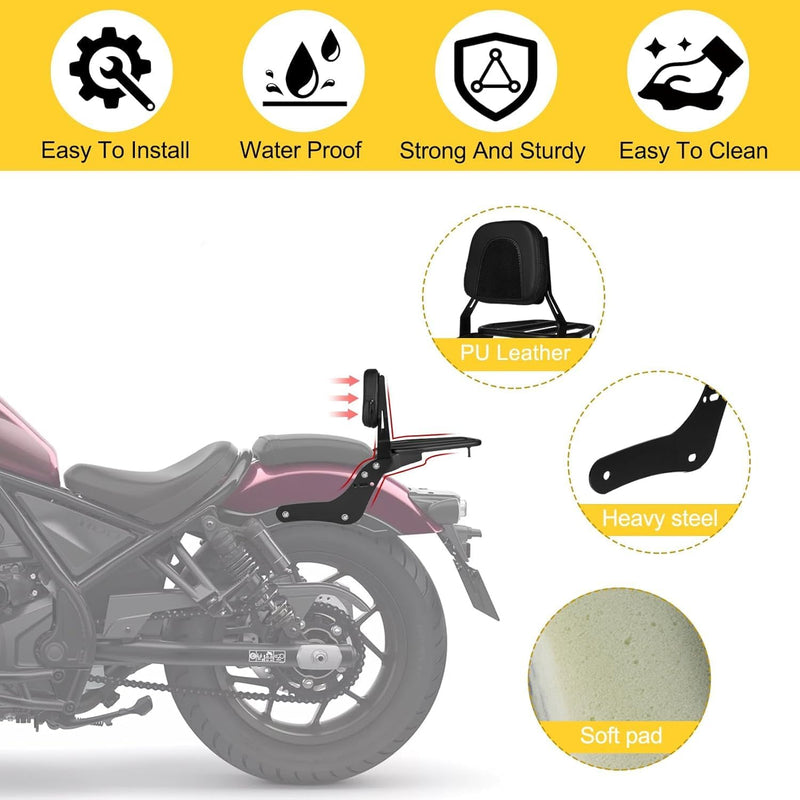 Motorrad Rückenlehne Sitzpolster mit Gepäckträger für Rebel CMX1100 CM1100 2021 2022 2023, PSLER Bei