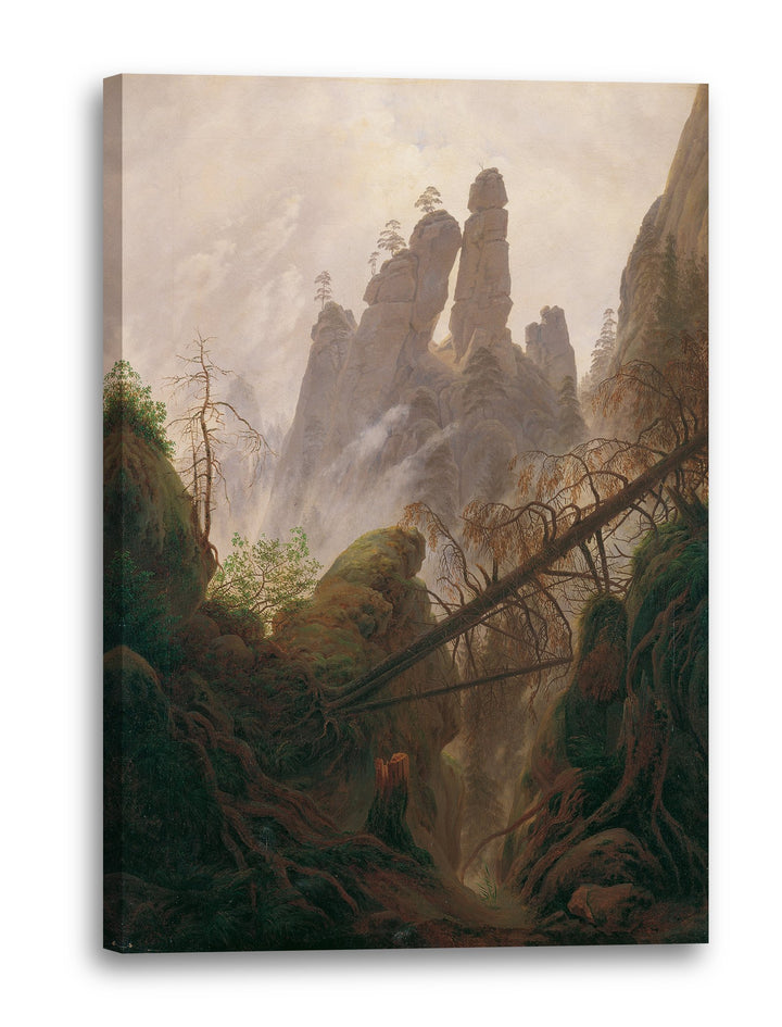 Printed Paintings Leinwand (60x80cm): Caspar David Friedrich - Felsenlandschaft im Elbsandsteinge 60