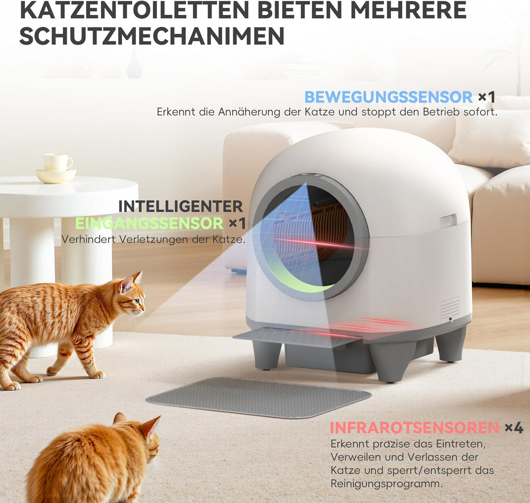 Devoko Selbstreinigendes Katzenklo, 90 l, Elektrisch, mit Müllbeuteln und Matte, Grosse Kapazität, S