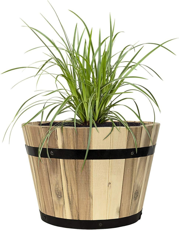 Pflanzwerk® Pflanzkübel Cup Holz Ø46cm 100% Bio-AKAZIENHOLZ Weinfass Holzfass *Frostbeständiger Blum