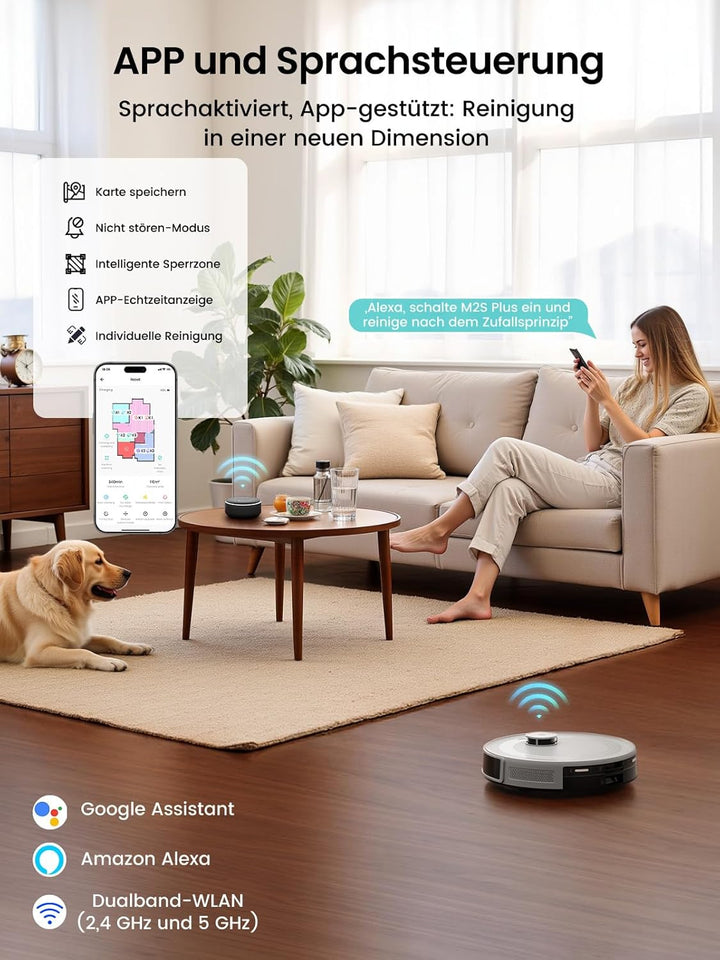 LEFANT M2S Plus Staubsauger Roboter mit Station, 10.000 Pa, automatischer Staubsauger, Vermeidung vo