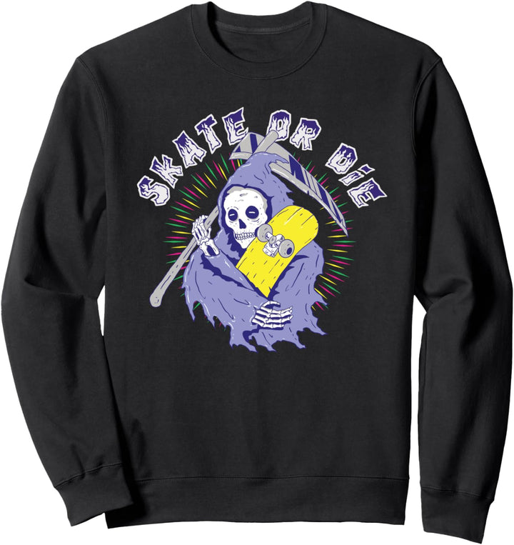 Skateboard Totenkopf Sensenmann Skateboarding Retro Skater Sweatshirt