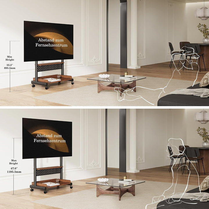 FITUEYES TV Ständer Rollbar Fernsehständer mit Rollen Bodenständer TV Rollwagen für 40-85 Zoll Ferns