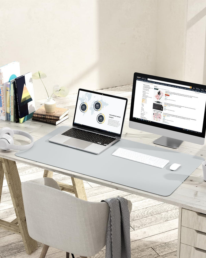 YSAGi Schreibtischunterlage, Mauspad mit Leder und Rutchfeste Wildleder, Multifunktionales Office Mo