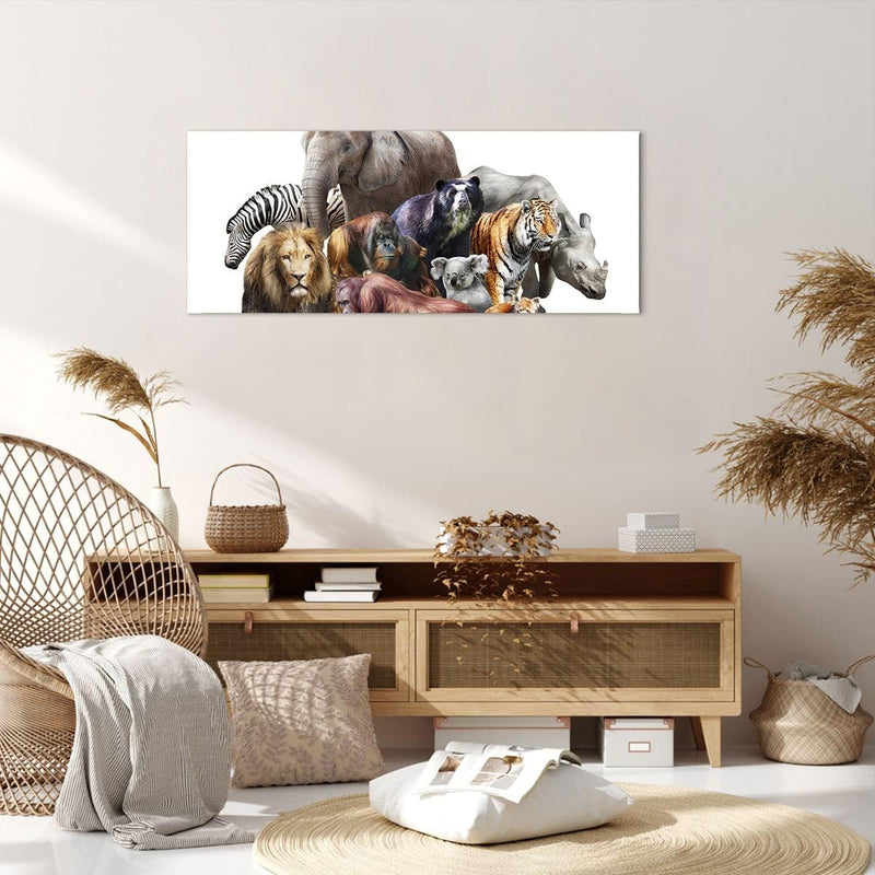 Panorama Bilder auf Leinwand 100x40cm Leinwandbild Tiere Koala Löwe Affe Gross Wanddeko Bild Schlafz