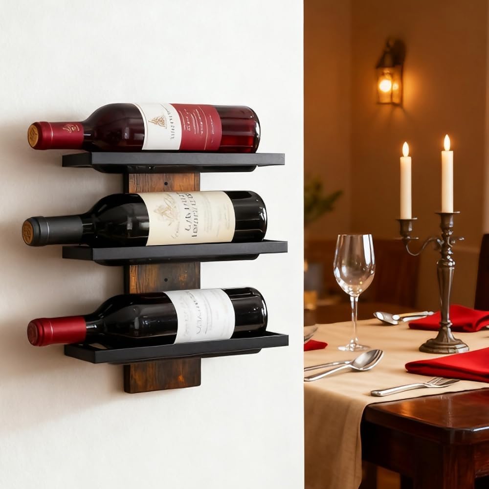 Weinregal Wand Flaschenregal für 3 Flaschen Weinregal Flaschenhalter Aufbewahrungsregal Weinhalter R