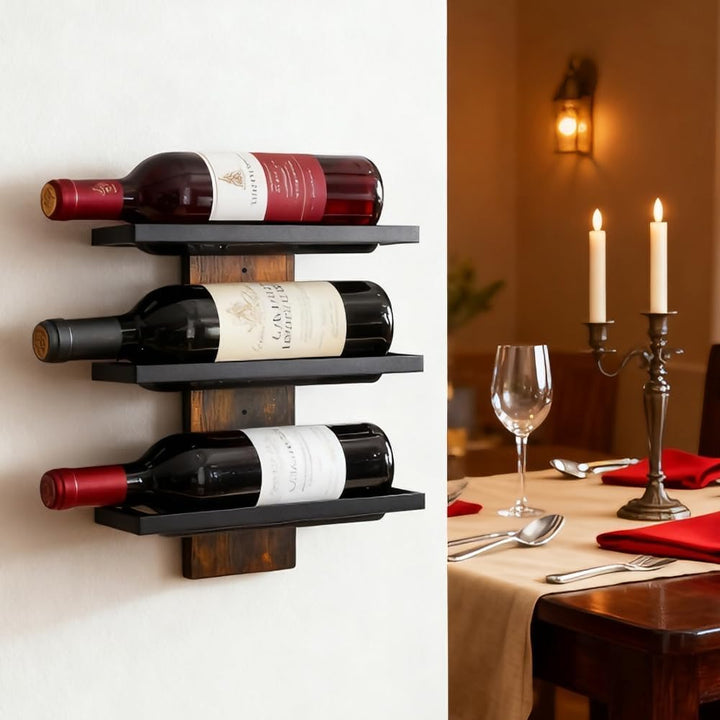 Weinregal Wand Flaschenregal für 3 Flaschen Weinregal Flaschenhalter Aufbewahrungsregal Weinhalter R