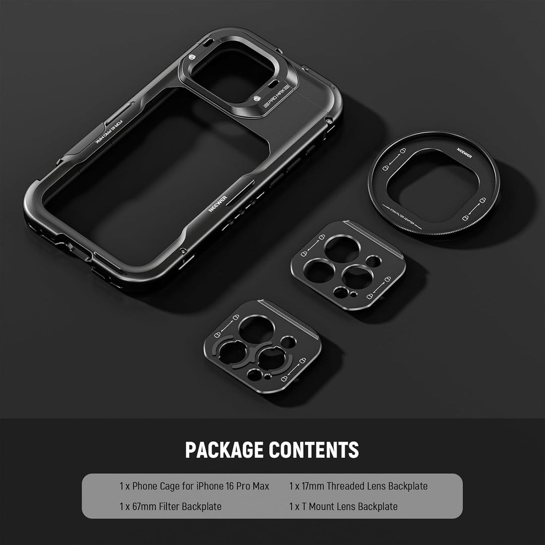 NEEWER 16 Pro Max Käfig Cage Schnellverschluss Video Rig Stabilisator kompatibel mit iPhone 16 Pro M