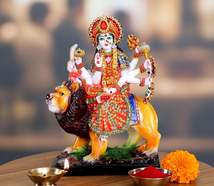 eSplanade Resin Maa Durga MATA Rani Sherawali Murti Idol Statue Sculpture (1561AJ), 1561AJ
